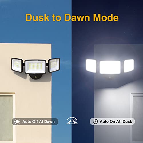 Onforu 100W Led Dusk To Dawn Security Lights, 9000Lm Exterior Flood Lights, Ip65 Waterproof Outdoor 3 Adjustable Heads Security Lights Fixture, 6500K Daylight White Floodlights For Garage, Patio, Yard #TOP1