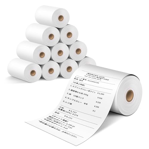 レジロール 感熱紙 ロール 58mm サーマルロール紙 レシートロール 感熱ロール紙 58mm幅×40mm外径×12mm内径 芯あり 10巻入 ハンディターミナル・モバイルプリンタ用のサムネイル