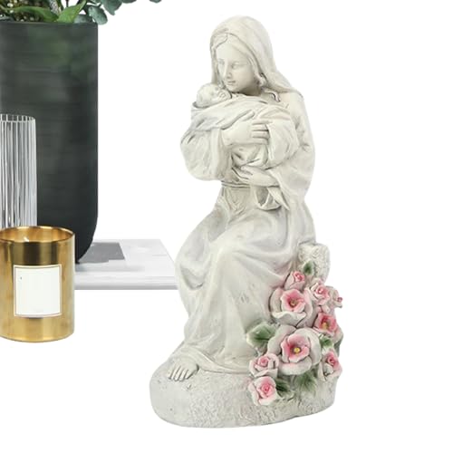 Sionhiuo Estatua de Madre e Hijo | Escultura Familiar para Escritorio - Figura De Resina con Luz LED para Vitrina O Estantería del Día De La Madre