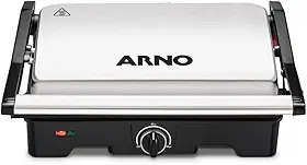 Grill Arno Dual Inox GNOX - Abertura 180°, Ajuste Altura e Controle de Temperatura, 110V