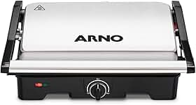 Grill Arno Dual Inox GNOX - Abertura 180°, Ajuste Altura e Controle de Temperatura, 220V