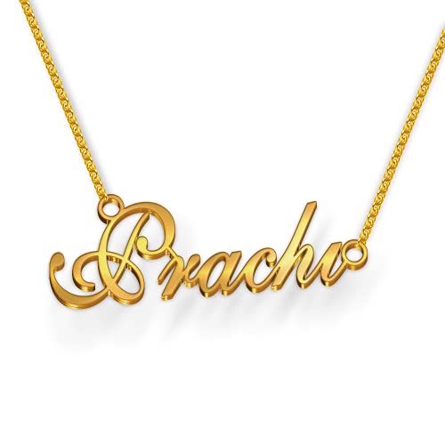 Image of Prachi Cursive Gold & Silver Name Pendant Necklace, Best Jewelry Gift for Girls.