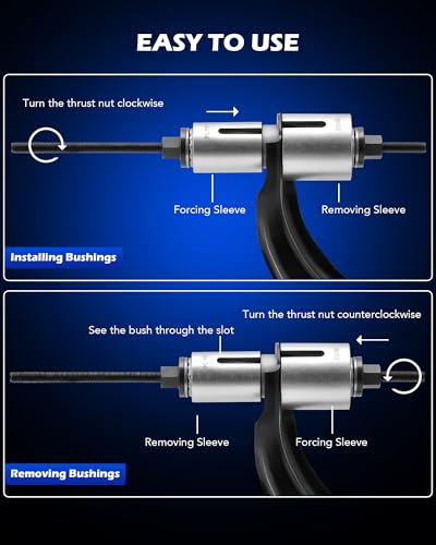 Image of OMT Bushing Press Kit, 27pc Pull and Press Sleeve Kit, Bushing Removal Tool | Durable AISI 1045 Steel, Quick Seal Insertion, with 22 Press Sleeves & 5 Pulling Spindles, for LCV /HGV Vehicles