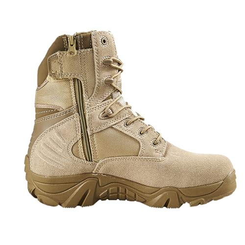 RASPIO Men's Tactical Boots, Lightweight Outdoor Hiking Boots, Side Zipper Jungle Boots, Comfort Durable Breathable(Mi,5)
