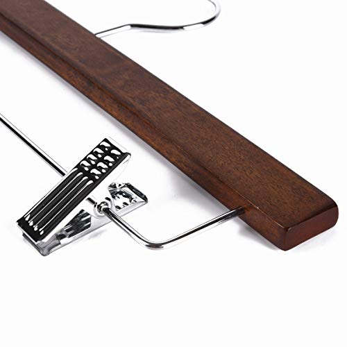 Better To U 14 Inch Smooth Retro Wooden Pants Skirt Hanger 20 Pack, Sturdy Wood Trousers Slacks Bottom Hanger With Adjustable Non-Slip Strong Metal Clips And Swivel Anti Rust Hook #TOP4