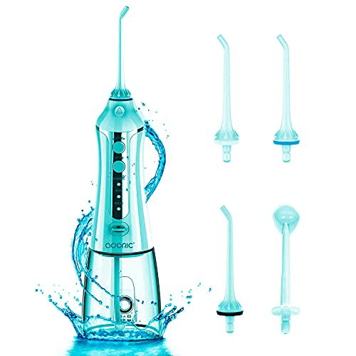 Cordless Water Flosser for Teeth Portable Dental Oral Irrigator Rechargeable with 4 Jet Tips, Teeth Cleaner for Braces, 3 Modes, IPX7 Waterproof - Upgraded Version