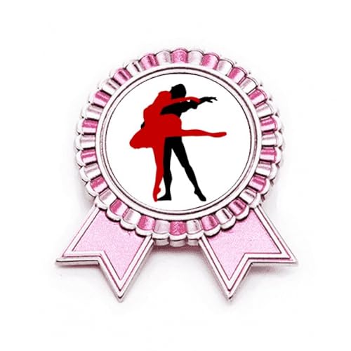 Broche de danse de salon duo rose en métal M au design artistique raffiné