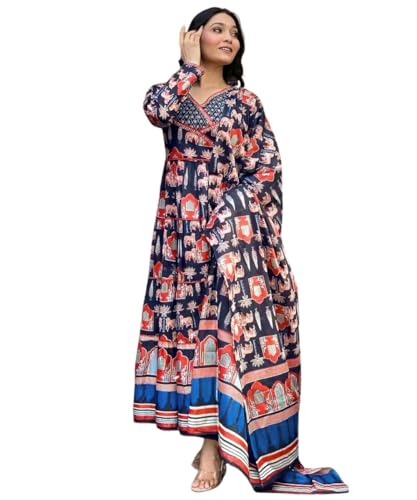 Image of GRECIILOOKS Women's Regular Fit Kurta Sets| Kurti Set | 3 Piece Kurta Pant Dupatta Set's | Elegant Suit| Dupatta | Party Outfit Traditional Dress for Woman | Comfortable Outfit for Office, Casual & Daily Use