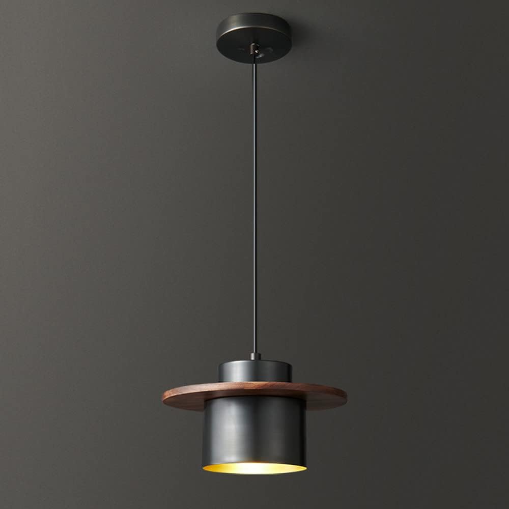 Mini Light Fixture Copper Ceiling Hanging Lamp, Walnut Single Kitchen Island Lighting Fixture, Modern Suspended Lamps Small Chandeliers for Dining Room Bedroom/Svart