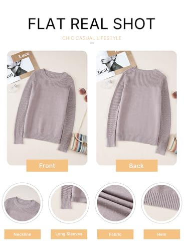 Image of EVALESS Womens Sweaters Casual Long Sleeve Crewneck Knit Lightweight Hollow Out Crochet Sweater Pullover Tops