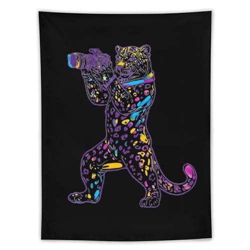 Tapiz colgante vertical de diseño divertido, decoración estética de leopardo