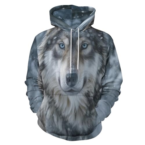 Sweat à Capuche Loups Sauvages Pull Confortable Contre le Froid