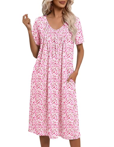 Ekouaer Women Night Gowns for Sleeping Vintage Night Gowns Floral Sleep Dress Cute Pajama Dress Cooling Nightgowns