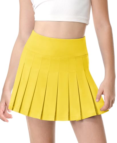 QooNoo Girls Skorts Pleated Tennis Skirts for Girls Athletic Toddler High Waist Activewear Kids Golf Skirts with Pockets