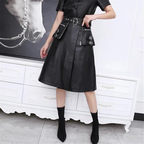 Women 100% Lambskin Leather Heavy Metal Fitting Pockets Clothes A-Line Punk Rock Skirt Black L steampunk buy now online Women 100% Lambskin Leather Heavy Metal Fitting Pockets Clothes A-Line Punk Rock Skirt Black L steampunk buy now online