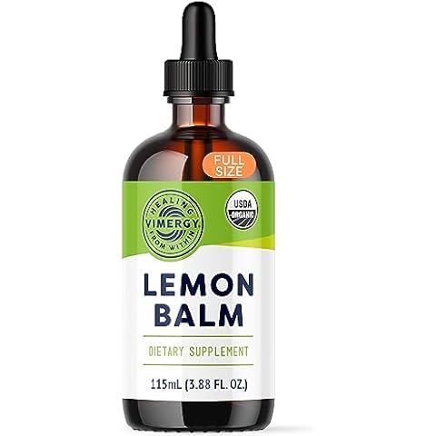 Vimergy Lemon Balm – Eases Stress & Tension* – Supports Brain Performance* – USDA Certified Organic, Non-GMO, Alcohol-Free – 115 mL (115 Servings) Cover