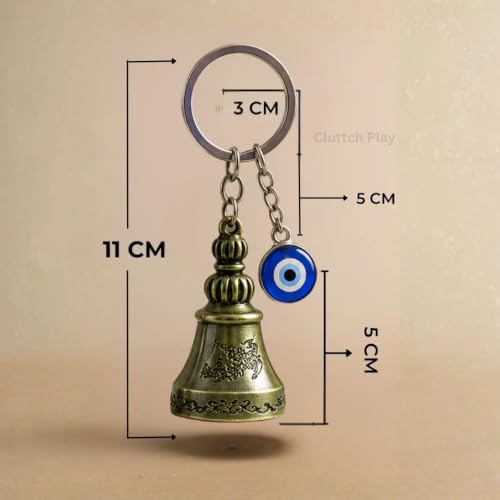 Image of Guardian Bell Keychain Pack of 3 for Bike & Car with Evil Eye Charm (Bells (Any 3))
