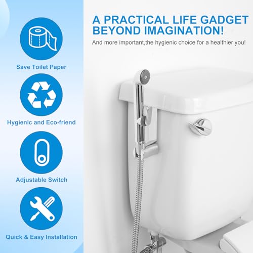 Silver Handheld Bidet Sprayer for Toilet Handheld Bidet Sprayer for Toilet,Adjustable Water Pressure Control