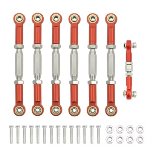 RC Upgrade Accessories for Traxxas for Slash 4X4 for VXL 2WD for Rustler for Stampede for Hoss 1/10 RC Car Upgrades Parts Metal Turnbuckles Camber Link Rod Linkage Set(Red)