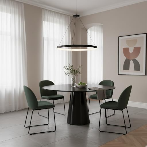 Image of Wakefit Santol Dining Table - 6 Seater I Round Toughned Tinted Glass | Black