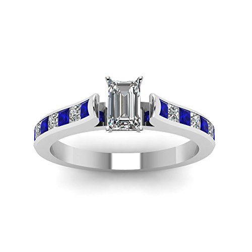 Image of 55Carat Choose Your Gemstone Cathedral Channel Set Diamond CZ Ring Sterling Silver Emerald Shape Side Stone Engagement Rings Matching Jewelry Wedding Jewelry Easy to Wear Gifts US Size 4 to 12