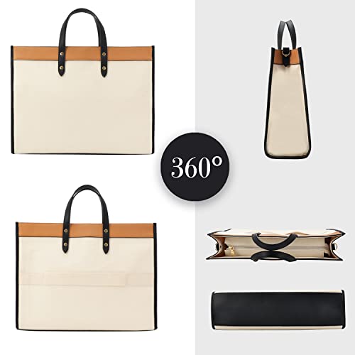 Tote Bag For Women Canvas With Laptop Compartment 15.6-Inch 16 Large Aesthetic Carrying Sleeve With Zipper Pockets Luggage Strap Organizer Insert Shoulder Teacher School Fashion Cute Computer Case #TOP5