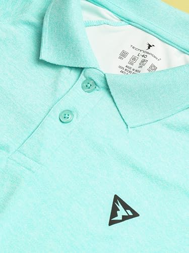 Image of TECHNOSPORT Men's 100% Polyester Slim Fit Self-Design Half Sleeve Polo T-Shirt with Double Cool, SPF50+ Properties for Gym, Workout 7 Regular Use