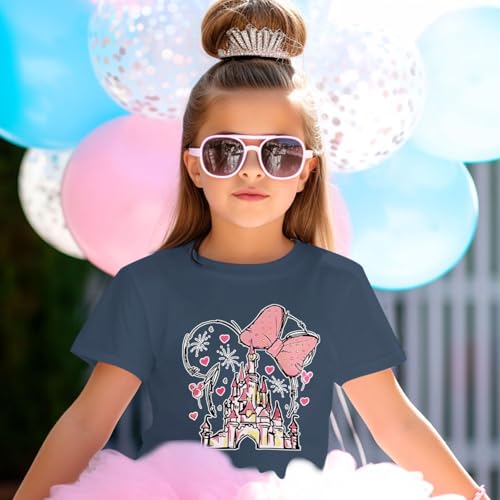 Image of Graphic Shirts for Girls Cute Bow T Shirt Kids Toddler Holiday Tshirt Vacation Trip Summer Tee Cotton Tops