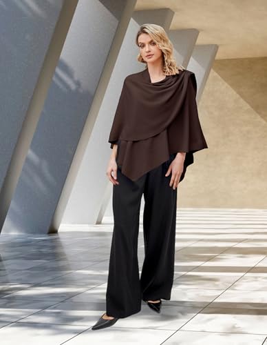 Image of PULI Womens Cross Front Poncho Shawl Wrap Elegant Wedding Formal Gift