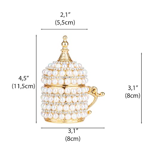 Alisveristime Turkish Coffee Cup - Authentic Turkish Greek Arabic Coffee Espresso Cup with Saucer (1 Pc) (Pearl Bead Design) (Gold) (3.38 oz/100ML) by Alisveristime - Image 4