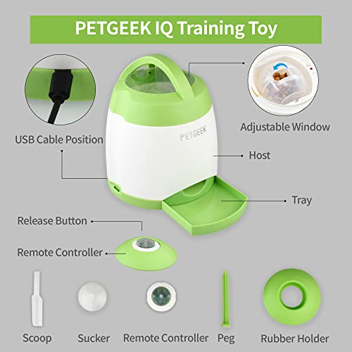 Petgeek Treat Dispensing Dog Toys, Dog Food Dispenser With Dog Button Remote Control, Automatic Cat Dog Feeder, Dual Power Supply Dog Puzzle Toys Safe Abs Material, Green Color 2 #TOP6