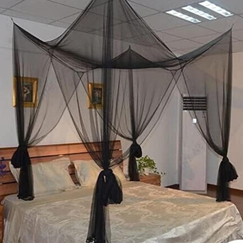 Mosquito Net for Bed 4 Corner Post Bed Canopy Curtain Bed Netting Canopy Single Twin Beds Mosquito Net Camping (Black)