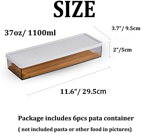 Hanobe Plastic Pasta Storage, Airtight Spaghetti Jar, Pasta Containers with Lids, Durable and Stackable Food Storage Containers, 3 Pcs Clear Canisters for Pantry Fridge Kitchen Cupboards (6pcs)