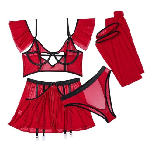 Ensemble de lingerie en dentelle transparente pour vos soirées romantiques à la maison - 5