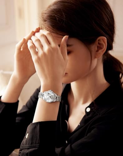 Image of OUPINKE Automatic Watch for Women Self-Winding Luxury Original Ladies Watch | Skeleton Mechanical Diamond Gold /Black /Sliver 24 Hours Gift Wrist Watches
