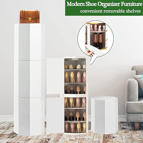 Grande armoire à chaussures rotative 360 en métal au design moderne