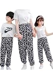 [EnDast] Q.フラワー 130cm 虫よけパンツ キッズ服 男の子 女の子 夏 春 速乾 薄手 親子コーデ リンクコーデ 長ズボン ボトムス リラックスパンツ レディース 美脚ストレッチ 薄い 韓国子供服