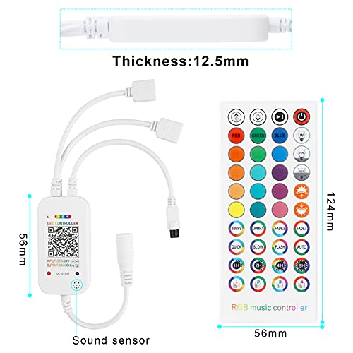 Rgbzone Rgb Bluethooth Led Controller Smart App And 44-Keys Ir Remote Control, Rgb Music Sync Led Controller,5V-24V 4 Pin Smd 5050 3528 Rgb Led Strip Lights, 2 Ports #TOP1