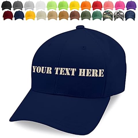 Custom Embroidered Baseball Cap for Men & Women - Your Text or Initials - 24 Cap Colors, 18 Thread Colors & 7 Fonts - Personalized Gifts for Him, Her - Navy Cover