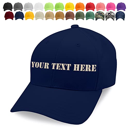 Custom Embroidered Baseball Cap for Men & Women - Your Text or Initials - 24 Cap Colors, 18 Thread Colors & 7 Fonts - Personalized Gifts for Him, Her - Navy