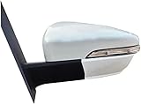 Side View Mirror Assembly with LED Turn Signal Light, White and Black, Power-Folding, Passenger Side, Universal Car Accessory