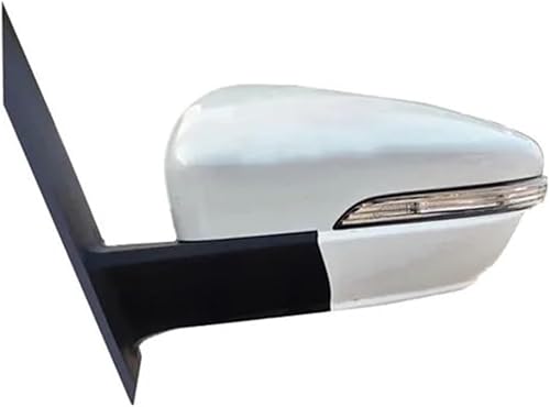 Side View Mirror Assembly with LED Turn Signal Light, White and Black, Power-Folding, Passenger Side, Universal Car Accessory