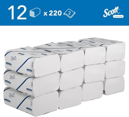Scott Essential Narrow Fold Paper Towels 6636, FSC certified, 12x220 Sheets | 2-ply, White, Soft, Strong, Highly Absorbent Hand Towels, Compatible with Aquarius Dispensers, 2,640 Sheets Total - View 5