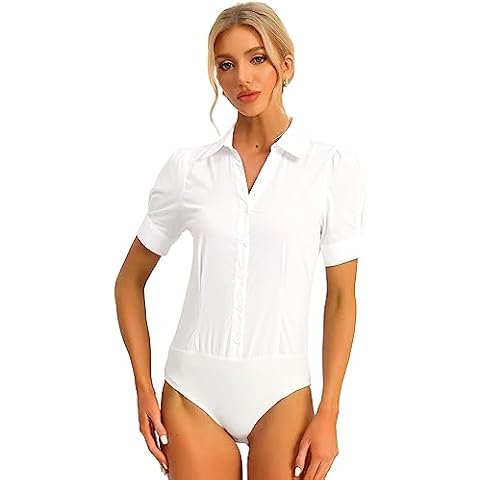 Allegra K Women's Short Sleeve Bodysuit Cover