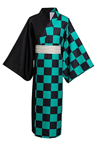 Mowseper Demon Slayer Kamado Tanjirou Festival de Verano Kimono Cosplay Disfraz Kimetsu no Yaiba Trajes de disfraces, Kamado Tanjirou, XL Cover