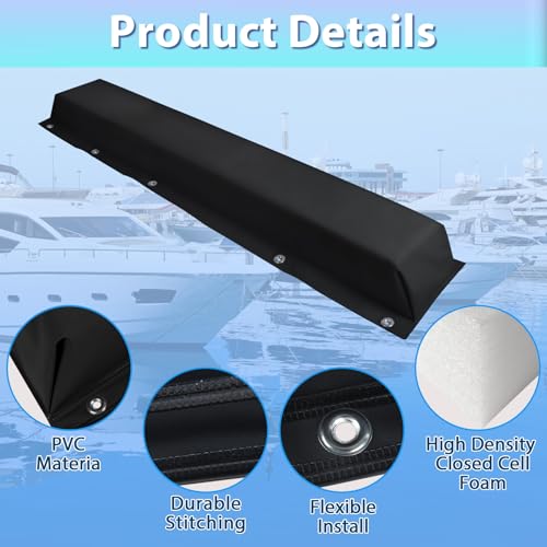 WTMORE Boat Dock Bumpers, 48" Dock Bumpers Dock Edge, Dock Fenders Bumpers, Boat Dock Bumper Guards for Dock Edge, Piling, Horizontal Deck, Vertical Poles, or Pier Fenders, Black (2 Pack) by WTMORE - Used condition - Image 3