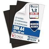 Reorda Magnetfolie DIN A4 selbstklebend 3er Set - Magnetpapier...