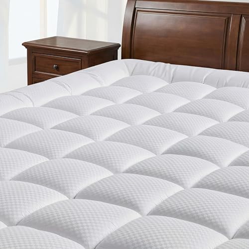 Bahalden Twin Size Quilted Fitted Mattress Pad with Deep Pocket 8-21" - Cooling Breathable Pillow Top Mattress Topper & Protector, Machine Washable, White, 39x75 Inches