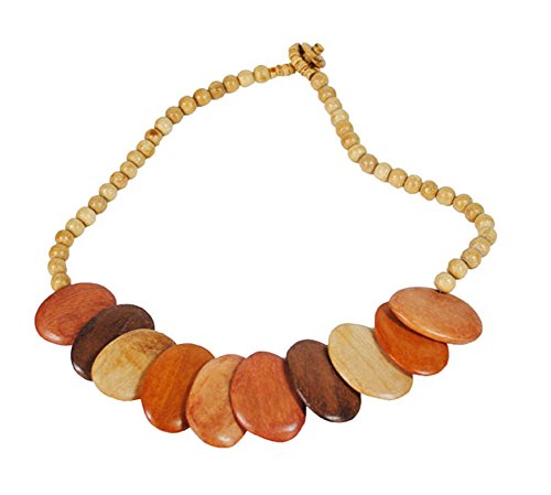 Halskette Elisa aus Holz Perlen Kette Farbe Natur braun Töne Variationen oval Holzkette kurz Länge der Perlenkette 55cm handgemacht Cover
