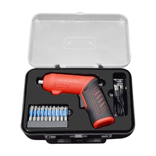 Sghtil Taladro eléctrico inalámbrico, kit de taladro inalámbrico, herramienta de mano portátil recargable, mango de doble posición, destornillador pequeño compacto para reparación del hogar